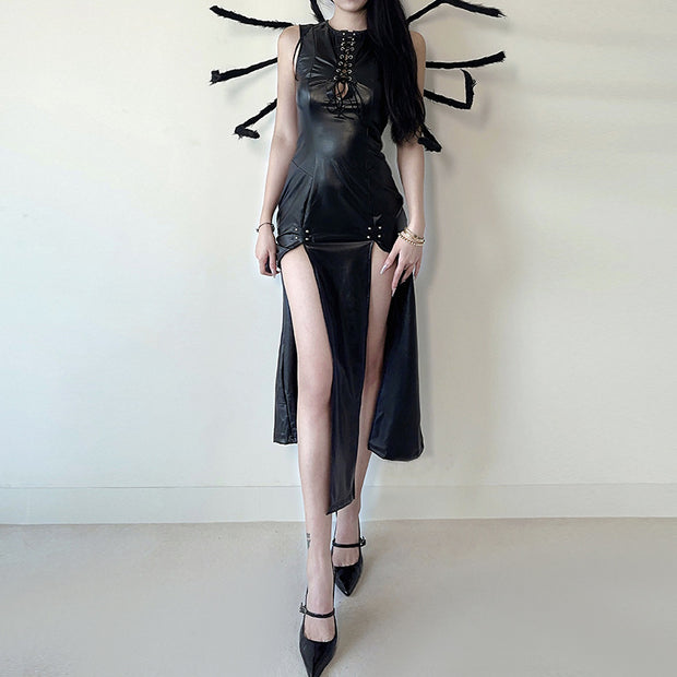 Dark Cyberpunk Split Long Dresses for Women