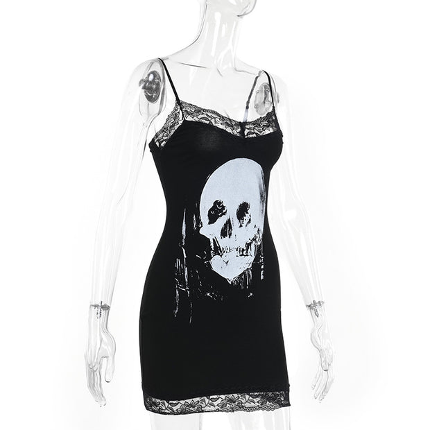 Personalized Skull Print Sling Skirt Women