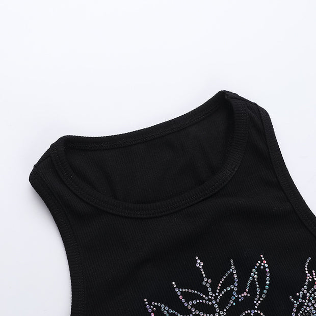 Women's Dark Rhinestone Tank Top