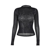 Dark Personalized Spider Mesh Top for Women