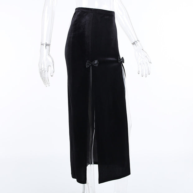 Women's Slim Bow Split Half body Skirt