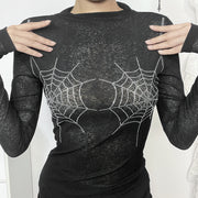 Dark Personalized Spider Mesh Top for Women