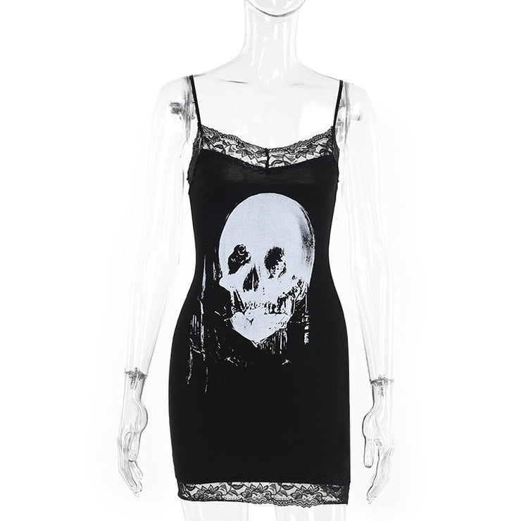 Personalized Skull Print Sling Skirt Women