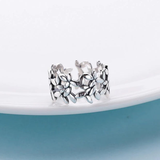 Sterling Silver Leaf Adjustable Ring