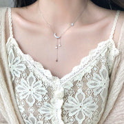 Star Moon Tassel Airy Necklace