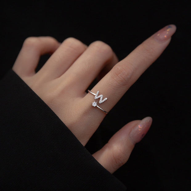 Sterling Silver Zirconia Alphabet Ring