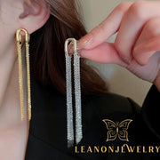 U-Shape Long Chain Tassel Earrings